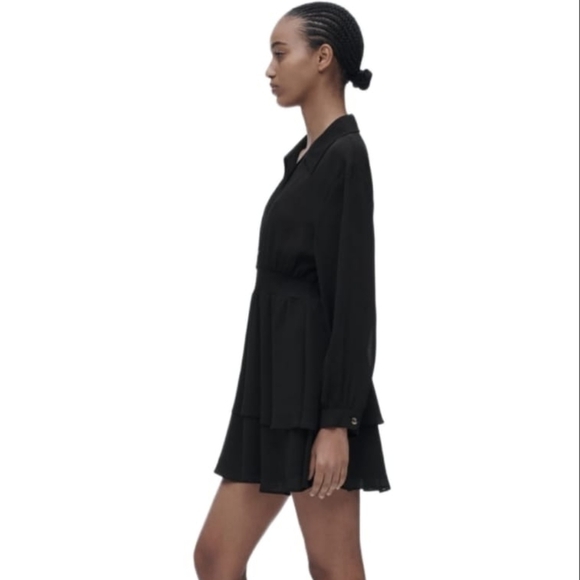 ZARA SHORT DOUBLE-LAYER DRESS BLACK | 2354/925 - Picture 3 of 5